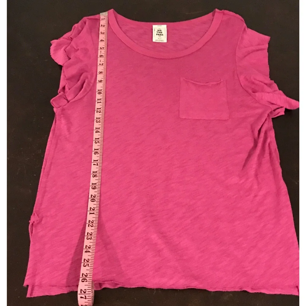Free People We The Free So Easy Flutter Tee XS Raspberry Short Sleeve Boho Top